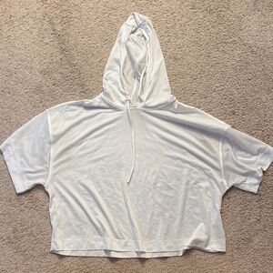 Athleta White Crop Top Hoodie